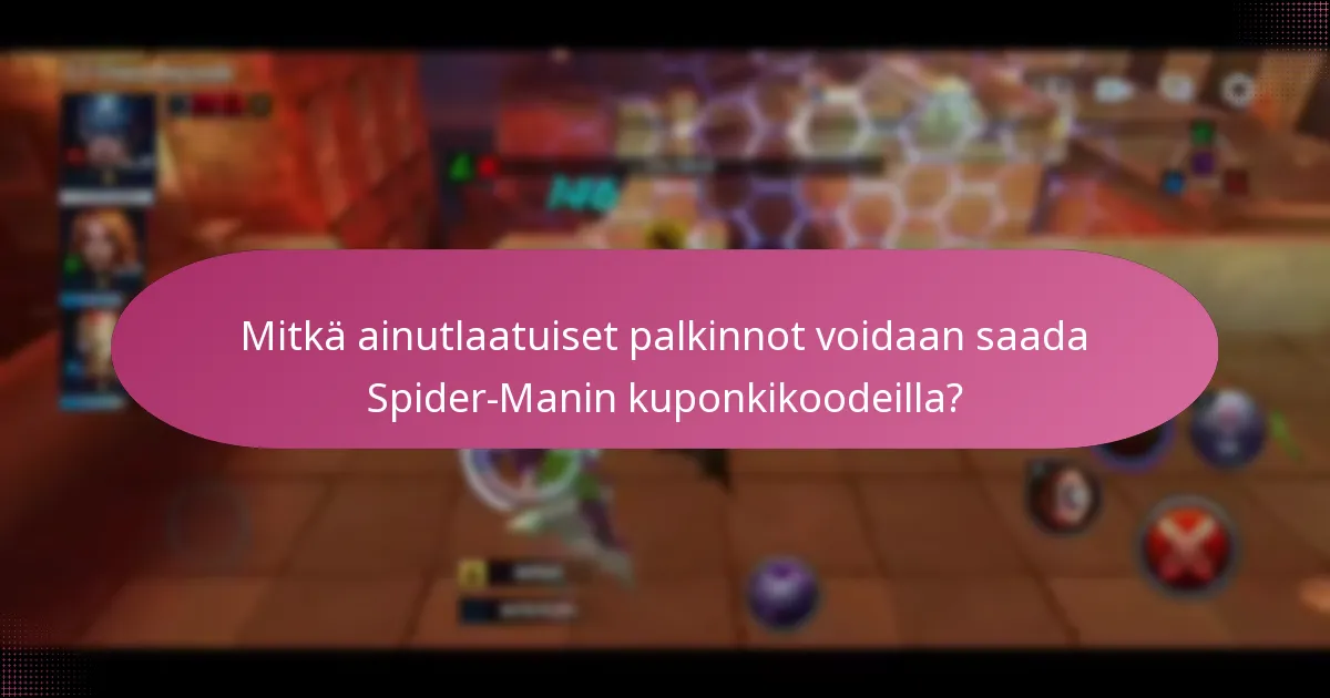 Mitkä ainutlaatuiset palkinnot voidaan saada Spider-Manin kuponkikoodeilla?
